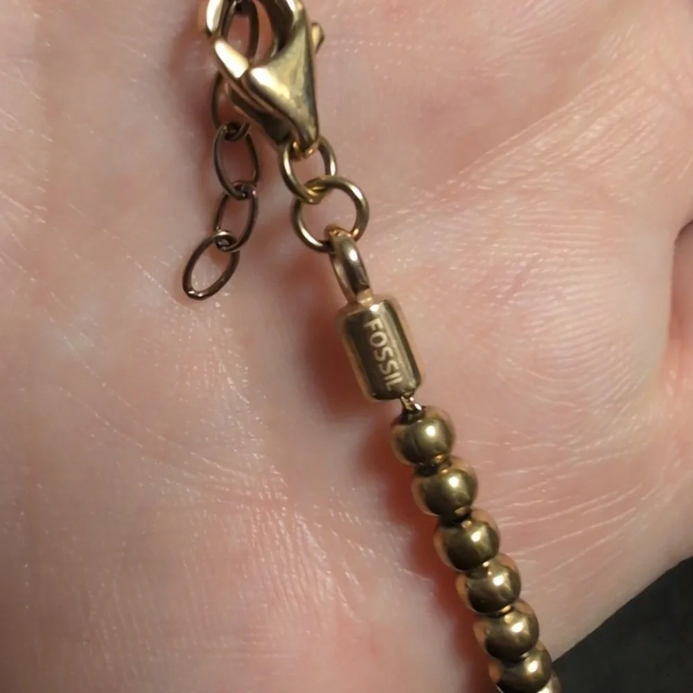 FOSSIL Gold Bead Charm Bracelet, Authentic - Picture 6 of 6